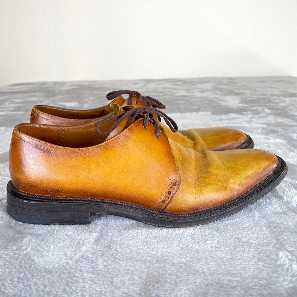 Vintage Bally Mens Dress Shoes Sz 7.5 Goodyear Switzerland Derby Leather Lace Up